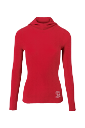 Women Maille - Ribbed Wool Hoodie, Red front view