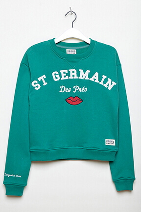 Girls Solid - Printed Girl Oversize Cropped Sweater - Bonton x Sonia Rykiel, Green details view 6
