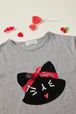 Girls - Cat Print Girl T-shirt, Grey details view 1