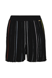 Women Plisse - Women Pleated Shorts With Multicoloured Stripes, Black front view
