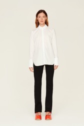 Women Solid - Women Poplin Shirt, White front worn view