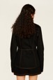 Women Solid - Women Denim Jacket, Black back worn view