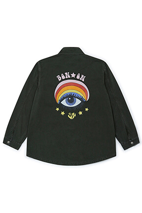 Girls Solid - Girl Printed Military Jacket - Bonton x Sonia Rykiel, Khaki back view