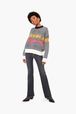 Women - Colorful Oversize Kim Sweater, Black/blue front worn view