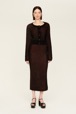 Women Maille - Women Lurex Long Skirt, Black/bronze front worn view