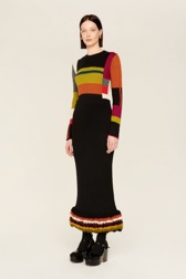 Women Bouclette Wool Long Skirt Multico crea striped details view 2