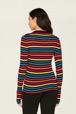 Women Raye - Women Multicoloured Striped Rib Sock Knit Sweater, Multico striped rf back worn view