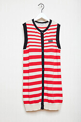 Striped Girl Sleeveless Dress Red/vanilla front view