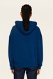 Women Solid - Women Signature Multicolor Hoodie, Prussian blue back worn view