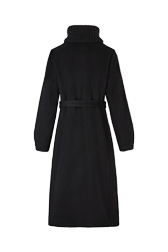 Women Double-sided Long Wool and Cashemere Coat Black back view