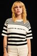Women - Black and white striped short sleeve Pullover, Black/white details view 1
