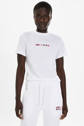 T-shirt en coton signature multicolore femme Blanc vue de détail 1