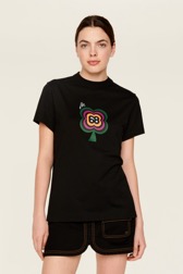 T-shirt motif Mai 68 femme Noir vue portée de face