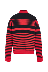 Women Maille - Bicolored Striped Iconic Sweater, Black/red back view