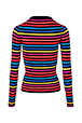 Women Multicoloured Striped Rib Sock Knit Sweater Multico striped rf back view