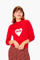 Women - SR Heart Sweater, Red details view 1