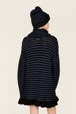 Women Lurex Turtleneck Short Dress Black/blue back worn view