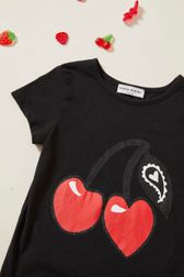 Cherry Print Girl T-shirt Black details view 1