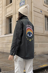 Girl Printed Military Jacket - Bonton x Sonia Rykiel Khaki details view 7