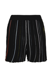 Women Plisse - Women Pleated Shorts With Multicoloured Stripes, Black back view