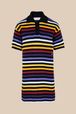 Women - Oversized Polo Dress with multicolored stripes, Black front view