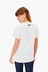Femme - T-shirt croquis, Blanc vue portée de dos