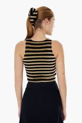 Women - Women Striped Velvet Bra, Black back worn view