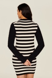 Women Raye - Women Jane Birkin Striped Midi Dress, Black/white details view 3