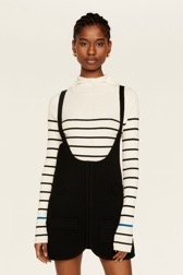 Women Sleeveless Milano Short Dress Black front worn view