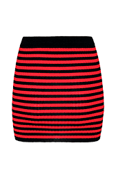 Femme Raye - Mini jupe chaussette rayée femme, Noir/rouge vue de face