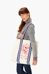 Femme - Shopping bag imprimé sonia rykiel, Blanc vue portée de face