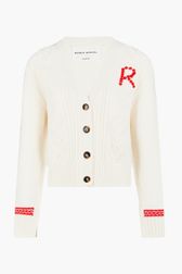 Women - Pink Hearts cardigan, White front view