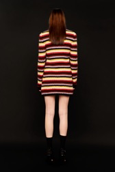 Women Maille - Women Striped Fluffy Short Dress, Multico crea back worn view