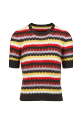 Women Maille - Striped Fluffy Sweater, Multico crea front view