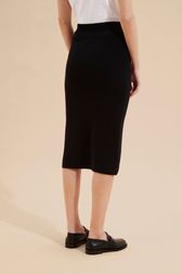 Women Cotton Midi Skirt Black back worn view