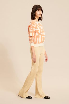 Femme - Pull coton motif graphique femme, Orange vue de détail 1