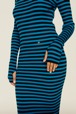Women Rib Sock Knit Striped Maxi Dress Striped black/pruss.blue details view 2