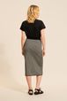 Women - Women Houndstooth Midi Skirt, Black back worn view
