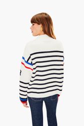 Women - Sailor Sweater Tricolor, White back worn view