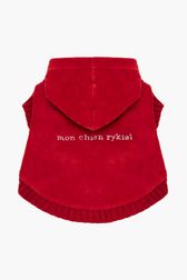 Women Solid - Velvet Dog Hoodie, Red front view
