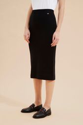 Women Cotton Midi Skirt Black details view 1