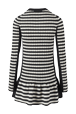 Women Striped Baby Doll Short Dress Black/ecru back view