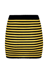 Women Raye - Women Rib Sock Knit Striped Mini Skirt, Striped black/mustard back view