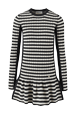 Women Striped Baby Doll Short Dress Black/ecru front view