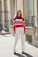 Women - Striped Long Sleeve Sweater, Red details view 1