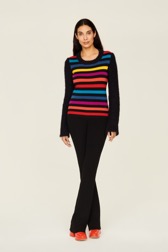 Women Jane Birkin Sweater Multico striped rf front worn view