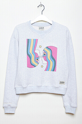 Girls Solid - Girl Printed Cotton Sweater - Bonton x Sonia Rykiel, Grey details view 6