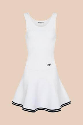 Women - Twisted Mesh Tailored Tank Dress, White front view