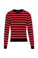Women Raye - Women Brushed Poor Boy Striped Sweater, Black/red front view