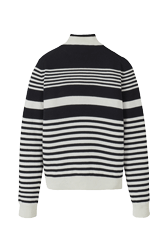 Women Maille - Bicolored Striped Iconic Sweater, Black/white back view